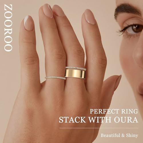2-Pack 14K Gold Plated Stacking Rings for Oura Gen 4/Oura Gen 3, Cubic Zirconia Simulated Diamond Oura Ring Stack for Women - Image 6