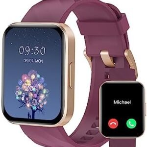 RUIMEN Smart Watches for Women Men (Answer/Make Calls) Compatible with iPhone/Android Phones, 1.85" HD Screen Fitness Tracker Heart Rate Monitor 100+ Sports Tracker Watch Waterproof (Purple)