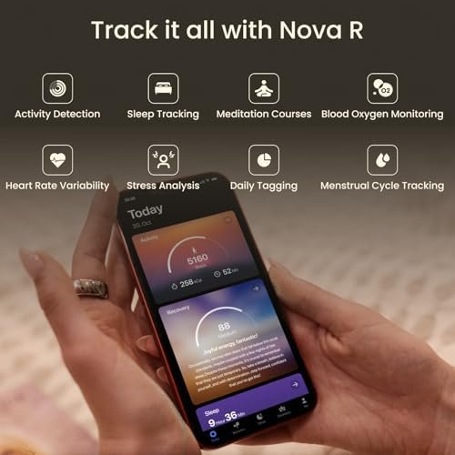 Smart Ring - Nova Ring AI Health Tracker with Sleep, Stress, Fitness, Heart Rate Monitoring for Men & Women. No Subscription, Android & iOS Compatible (Silver, Size 10) - Image 5