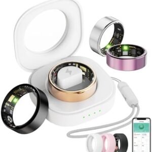 Smart Ring for Women Men, Health Tracker with Heart Rate/Blood Oxygen/Blood Pressure/Sleep Monitoring/Step Counting, IP68 Waterproof Fitness Ring, No App Fees for iPhone & Android (Black, 8#)