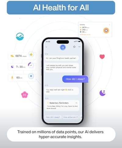 RingConn Gen 2 Air, Ultra-Thin AI Smart Ring, 10-Day Battery Life, Fitness/Sleep/Stress/HR Tracker for Women&Men, No App Fee for Standard Features, iOS & Android Compatible (Size 12, Galaxy Sliver) - Image 4
