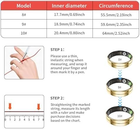 HitTopss Smart Ring, Ultra Thin Fitness Tracking Smart Ring with Calories/Heart Rate/Blood Oxygen/Sleep Monitoring, 5ATM Waterproof, No APP Subscription (Silver,Ultra Thin-8#) - Image 2