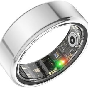BENIO Ring Gen 2 Smart Ring, Step/Sleep/Blood Oxygen/Heart Rate Tracker for Women Men, Higher Waterproof Rating 5ATM Fitness Tracker,No Subscription Fee,for iPhone and Android (Size 9, Galaxy Sliver)