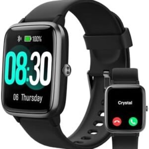 GRV Smart Watch for iOS and Android Phones (Answer/Make Calls), Watches for Men Women IP68 Waterproof Smartwatch Fitness Tracker Watch with Heart Rate/Sleep Monitor Steps Calories Counter (Black)