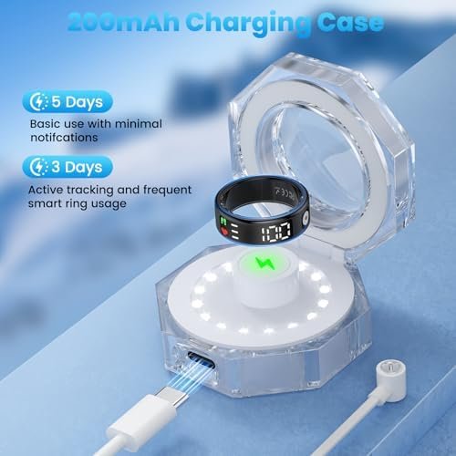 Smart Rings for Women Men, Health Fitness Tracker Ring with LED Display Screen, Sleep Tracker Rings Compatible with iOS/Android Activity Tracker/Heart Rate/SpO2/Sleep/Step - Image 5