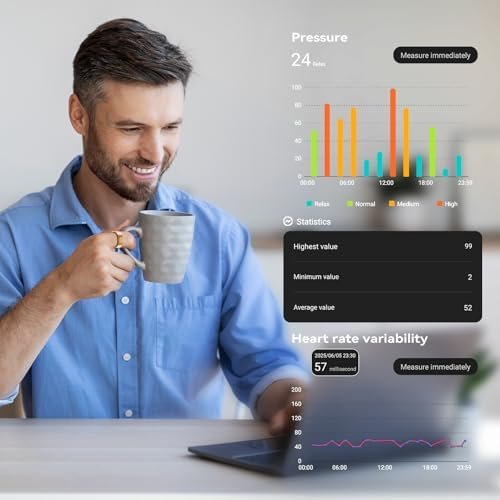 Smart Fitness Ring for Women Men - Activity & Health Tracker Ring with Heart Rate/Pressure/Sleep/Steps/Blood Oxygen Monitoring, 10ATM Waterproof for iPhone and Android, No Subscription Fee (10#) - Image 4