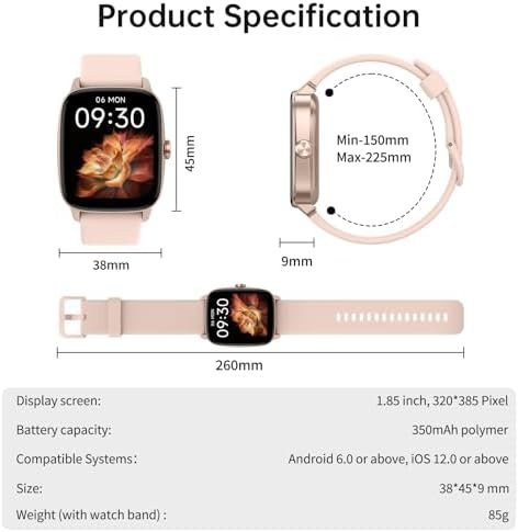 Smart Watch for Men Women with Bluetooth Call & AI Voice, 1.85" HD Fitness Tracker with Heart Rate SpO2 Sleep Monitor, 100+ Sports Modes, Mini Games, IP68 Waterproof Smartwatch for Android iOS Phones - Image 9