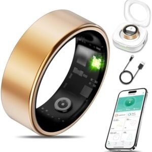 Smart Health Ring for Women Men Fitness Tracker with Heart Rate, Blood Oxygen, Blood Pressure, Sleep Monitoring, Step Counting, IP68 Waterproof for iPhone and Android, No Subscription Fee, Gold #9