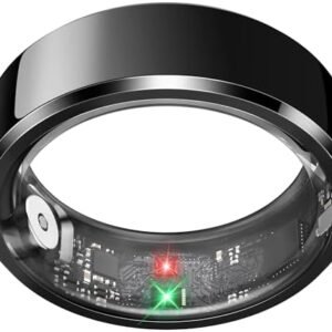 Health Smart Ring for Men Women, Fitness Tracker with Heart Rate/Blood Pressure/Blood Oxygen Monitor,Sleep Tracker,Pedometer, IP68 Waterproof Ring for iPhone&Android, No Subscription (Black, Size9)