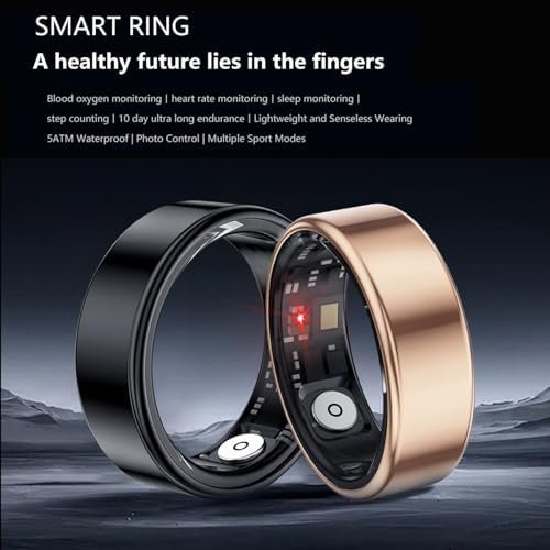Smart Ring for Men & Women, Health Tracker Fitness Ring with Heart Rate, Blood Oxygen, Sleep Tracker, Step Counter and IP68 Waterproof & Long Endurance, No APP Subscription (Black,10#) - Image 2