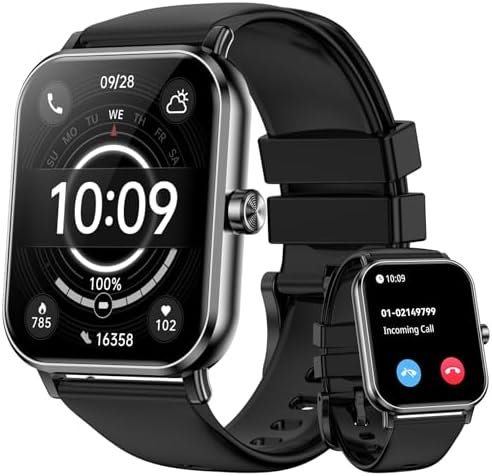 Smart Watch for Men Women (Answer/Make Call) 1.85" HD Touch Screen Fitness Tracker, 120+ Sport Modes, 24/7 Heart Rate/Sleep Monitor/Pedometer/Calories, Fitness Watch for Android/iOS (Black)