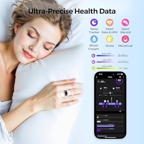 Smart Ring for Women Men - Fitness Tracker with Heart Rate/Blood Oxygen/Stress Monitor/Steps/Sleep Tracking, No App Subscription, 5ATM Waterproof Health Rings - Image 3