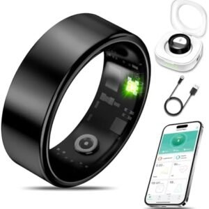 Smart Health Ring for Women Men Fitness Tracker with Heart Rate, Blood Oxygen, Blood Pressure, Sleep Monitoring, Step Counting, IP68 Waterproof for iPhone and Android, No Subscription Fee, Black 13