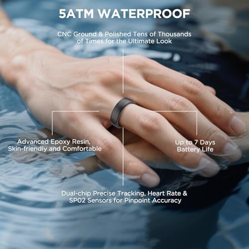 Fitness Tracker, Smart Ring for Women Men, Fitness Ring with Sleep Tracker, 24/7 Heart Rate Monitor, Health Activity Trackers, Step Counter,Calorie Pedometer,No Subscription,for iOS Android(Black,#10) - Image 6