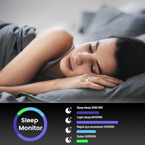Smart Ring for Women & Men, Smart Ring Health Tracker, Blood Oxygen & Heart Rate Monitor Sleep Ring, Waterproof Fitness Ring, Long Lasting Battery Smart Rings (Gold, #7) - Image 4