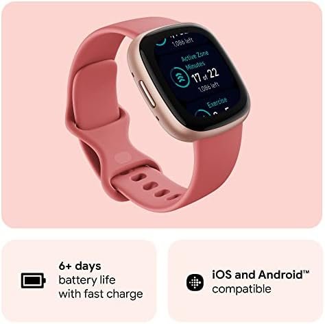 Fitbit Versa 4 Fitness Smartwatch with Daily Readiness, GPS, 24/7 Heart Rate, 40+ Exercise Modes, Sleep Tracking and more, Pink Sand/Copper Rose, One Size (S & L Bands Included) - Image 6