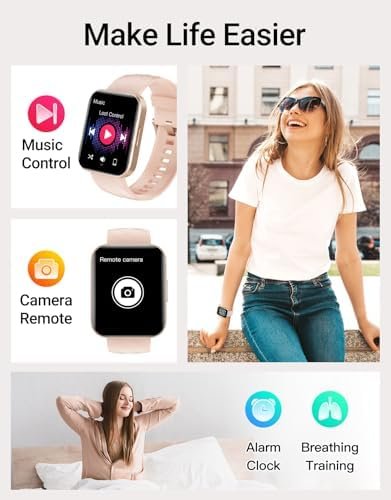 Smart Watch (Answer/Make Calls), 1.85" Smart Watches for Women Men Digital Watch Fitness Tracker with 100+ Sport Modes Heart Rate Monitor Watch for iOS Android Phones Waterproof (Light Pink) - Image 7