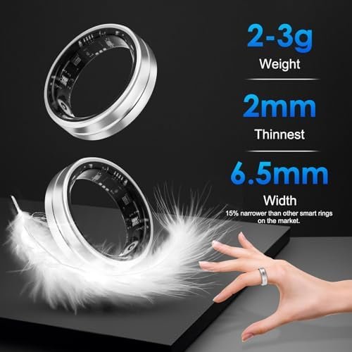 Smart Ring Fitness Tracker for Women Men - Waterproof Health Rings for Sleep Tracker, Heart and Blood Oxygen Monitor, Fitness Ring for Family Care,Step and Burned Calories Counter(8# - Image 3