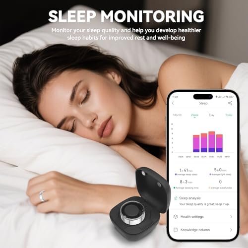 Smart Ring for Men Women with Black Charging Box, Bluetooth, Health Ring , IP68 Waterproof, Fitness Ring Tracks Heart Rate/Sleep/Steps/Sports Activities/Blood Oxygen,non-subscription app (Silver, 7) - Image 5