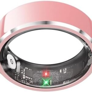 Health Smart Ring for Men Women, Fitness Tracker with Heart Rate/Blood Pressure/Blood Oxygen Monitor,Sleep Tracker,Pedometer, IP68 Waterproof Ring for iPhone&Android, No Subscription (Pink, Size9)