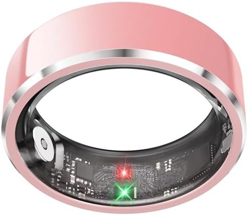 Health Smart Ring for Men Women, Fitness Tracker with Heart Rate/Blood Pressure/Blood Oxygen Monitor,Sleep Tracker,Pedometer, IP68 Waterproof Ring for iPhone&Android, No Subscription (Pink, Size9)