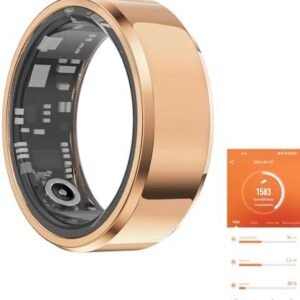 Fitness Tracker Smart Ring,Step Counter,Heart Rate Blood Oxygen Sleep Tracker Health Ring, 6ATM Waterproof Long Battery Life Smart Rings Compatible with iOS & Android (Rose Gold US8-2)