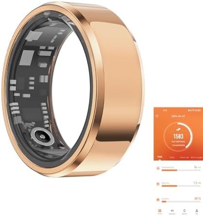 Fitness Tracker Smart Ring,Step Counter,Heart Rate Blood Oxygen Sleep Tracker Health Ring, 6ATM Waterproof Long Battery Life Smart Rings Compatible with iOS & Android (Rose Gold US8-2)