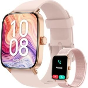 Smart Watch for Women, 2025 New Smartwatch (Answer/Make Call) for iPhone/Android, 1.85" HD Dynamic Dial Fitness Tracker with 110+ Sport Modes, Sleep/Health Monitor, IP68 Waterproof, with 2 Bands