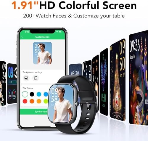 Smart Watch for Men Women (Answer/Make Calls), 1.91" HD Smartwatch with Heart Rate Monitor Sleep Monitor, IP68 Waterproof, 115+ Sports Activity Trackers with Pedometer, Fitness Watch for Android/iOS - Image 3