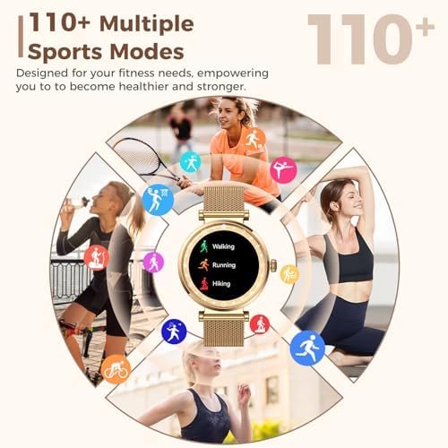 Smart Watch for Women, AMOLED HD Display Fitness Tracker Bluetooth Make/Answer Call, 1.19" Watches with 110+ Sports Modes/Heart Rate/SpO2/Sleep Monitor, Smartwatch IP68 Waterproof for Android iOS - Image 4