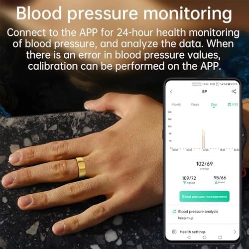 Smart Ring Fitness Tracker Ring for Men/Women with Calories/Heart Rate/Blood Oxygen/Sleep Monitoring with NO App Subscription with Charging Case for Android 6.0+/iOS 11.0+(Gold 9#) - Image 4