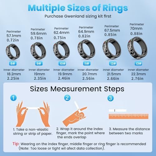 Smart Rings for Women Men, Health Fitness Tracker Ring with LED Display Screen, Sleep Tracker Rings Compatible with iOS/Android Activity Tracker/Heart Rate/SpO2/Sleep/Step - Image 7