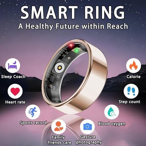Smart Ring for Women Men, Sleep Tracker Ring, Waterproof Fitness Tracker Health Rings with Heart Rate Monitoring, Blood Oxygen,Stress Distance Calories Steps Tracking,No Subscription Fee(Rose Gold,#9) - Image 3