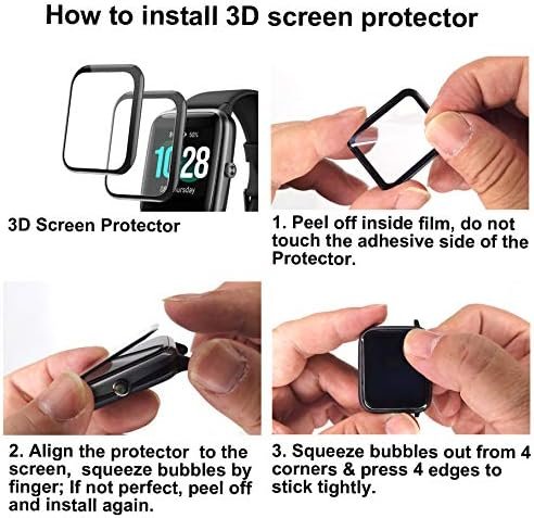 3D Screen Protector Compatible with Jacoosa K62 1.85 inches Fitness Tracker Smart Watch, PMMA Material, Anti-shatter, Full Coverage, with Non-slip Pad sticker, 3-PACK - Image 6
