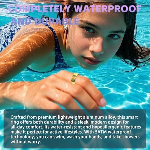 Smart Ring for Women Men – Fitness Tracker Ring with Heart Rate, SpO2, Blood Pressure, Sleep Monitoring, Step & Calorie Counter, No Subscription Fee,5ATM Waterproof,iOS & Android (Gold 8) - Image 8