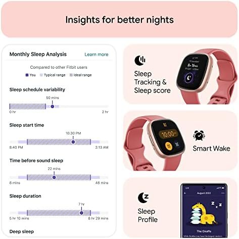 Fitbit Versa 4 Fitness Smartwatch with Daily Readiness, GPS, 24/7 Heart Rate, 40+ Exercise Modes, Sleep Tracking and more, Pink Sand/Copper Rose, One Size (S & L Bands Included) - Image 3