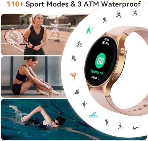 aeac Smart Watch for Women, AMOLED Ultra-Clear Screen Activity Trackers with Heart Rate/Sleep/SpO2 Monitor, Smartwatch for iPhone/Samsung/Android, 110+ Sport Modes Waterproof Fitness Reloj Inteligente - Image 5