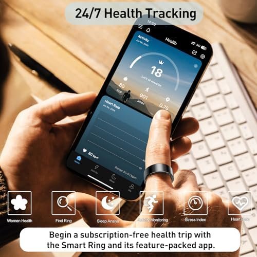 Smart Health Ring for Women Men Fitness Tracker with Heart Rate, Blood Oxygen,Sleep Monitoring, Step Counting, IP68 Waterproof for iPhone and Android, No Subscription Fee (Gold, 12) - Image 3