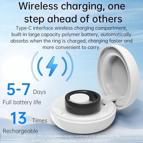 Smart Ring Fitness Tracker Ring for Men/Women with Calories/Heart Rate/Blood Oxygen/Sleep Monitoring with NO App Subscription with Charging Case for Android 6.0+/iOS 11.0+(Gold 9#) - Image 2