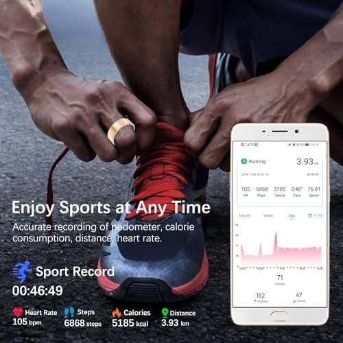 Health Tracker Ring, Smart Health Ring for Women Men with Heart Rate, Blood Oxygen, Sleep Monitor, Steps,Calories, No Subscription Fee, IP68 Waterproof Smart Ring for iPhone & Android (Rose Gold, 8#) - Image 4