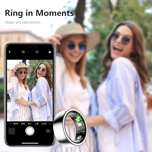 Smart Ring - Health and Fitness Tracker with Calories/Heart Rate/Blood Oxygen/Blood Pressure/Sleep Monitoring, IP68 Waterproof Pedometer for Exercise (Silver, #8) - Image 4