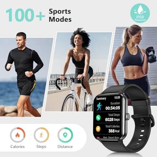 Blackview 2025 Smart Watch (Answer/Make Calls), Fitness Watch for Men and Women with Heart Rate/SpO2/Sleep Monitor/2 Straps, 100+ Sports Modes, IP68 Waterproof Activity Tracker for Android/iPhone - Image 2