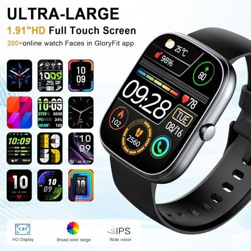 Smart Watch, 1.91" HD Smartwatch for Men Women (Answer/Make Call), 2025 Fitness Watch Heart Rate/Activity/Step/Sleep Monitor, IP68 Waterproof 110+ Sport Mode, Step Counter Black - Image 2