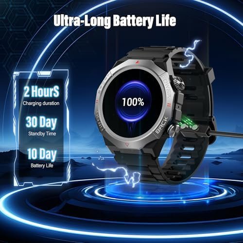 Military Smart Watches for Men(Answer/Make Calls), 1.39"HD Fitness Watch, 24/7 Heart Rate Sleep Monitor, Smart Watch for Men 110+ Sport Modes, 30Day, IP68 Waterproof Smartwatch for Android iOS, Black - Image 7