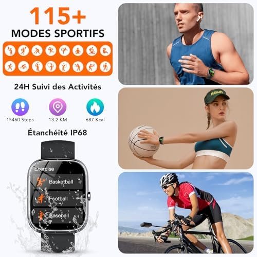 Smart Watch for Men Women (Answer/Make Calls), 1.91" HD Smartwatch with Heart Rate Monitor Sleep Monitor, IP68 Waterproof, 115+ Sports Activity Trackers with Pedometer, Fitness Watch for Android/iOS - Image 4