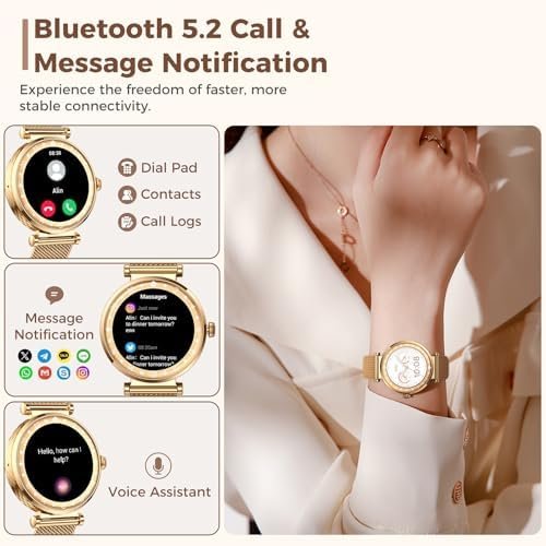 Smart Watch for Women, AMOLED HD Display Fitness Tracker Bluetooth Make/Answer Call, 1.19" Watches with 110+ Sports Modes/Heart Rate/SpO2/Sleep Monitor, Smartwatch IP68 Waterproof for Android iOS - Image 2