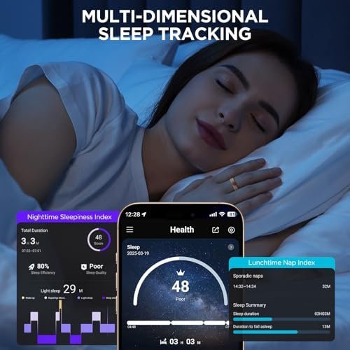 Fitness Tracker, Smart Ring for Women Men, Fitness Ring with Sleep Tracker, 24/7 Heart Rate Monitor, Health Activity Trackers, Step Counter,Calorie Pedometer,No Subscription,for iOS Android(Black,#10) - Image 3