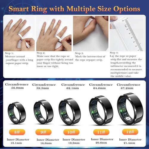 Smart Ring for Women Men-Wearable Fitness Tracker with Sleep Tracking Heart Rate Blood Oxygen Healthy Monitor Ring Activity Monitoring Steps Calories - Image 5