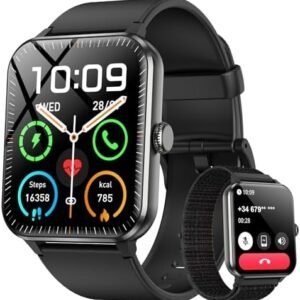 Blackview 2025 Smart Watch (Answer/Make Calls), Fitness Watch for Men and Women with Heart Rate/SpO2/Sleep Monitor/2 Straps, 100+ Sports Modes, IP68 Waterproof Activity Tracker for Android/iPhone