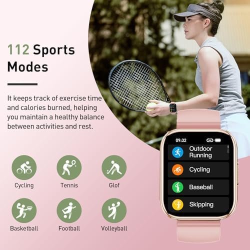 Smart Watch for Women, 1.95" HD Touchscreen Fitness Tracker with Bluetooth Calling, Fitness Watch with 110+ Sports Modes/Heart Rate/Sleep Monitor, IP68 Waterproof Smartwatch for Android iOS, Pink - Image 5